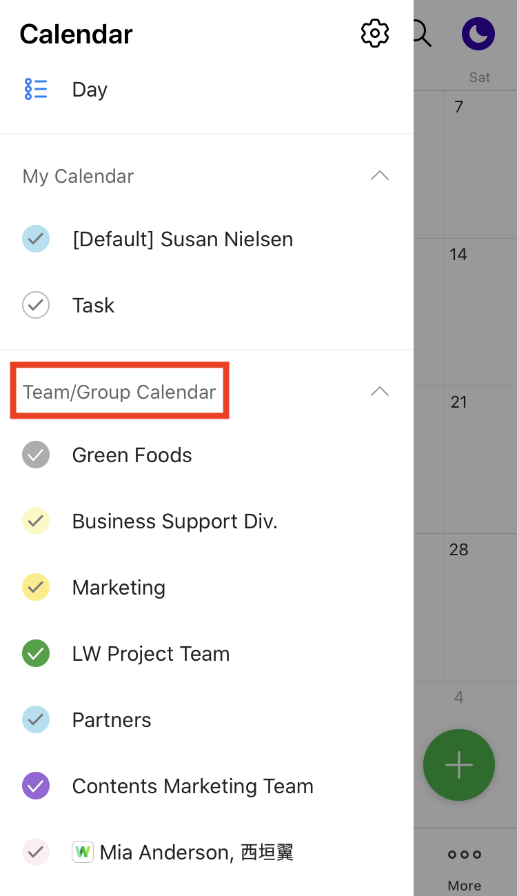 line works team group calendar